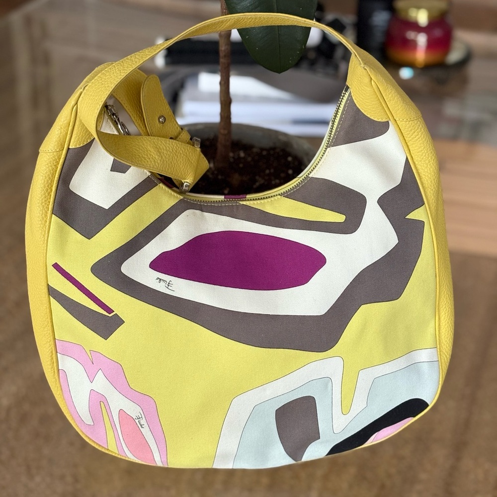 Emilio Pucci Fuilio Colorful Abstract Print Hobo Handbag
